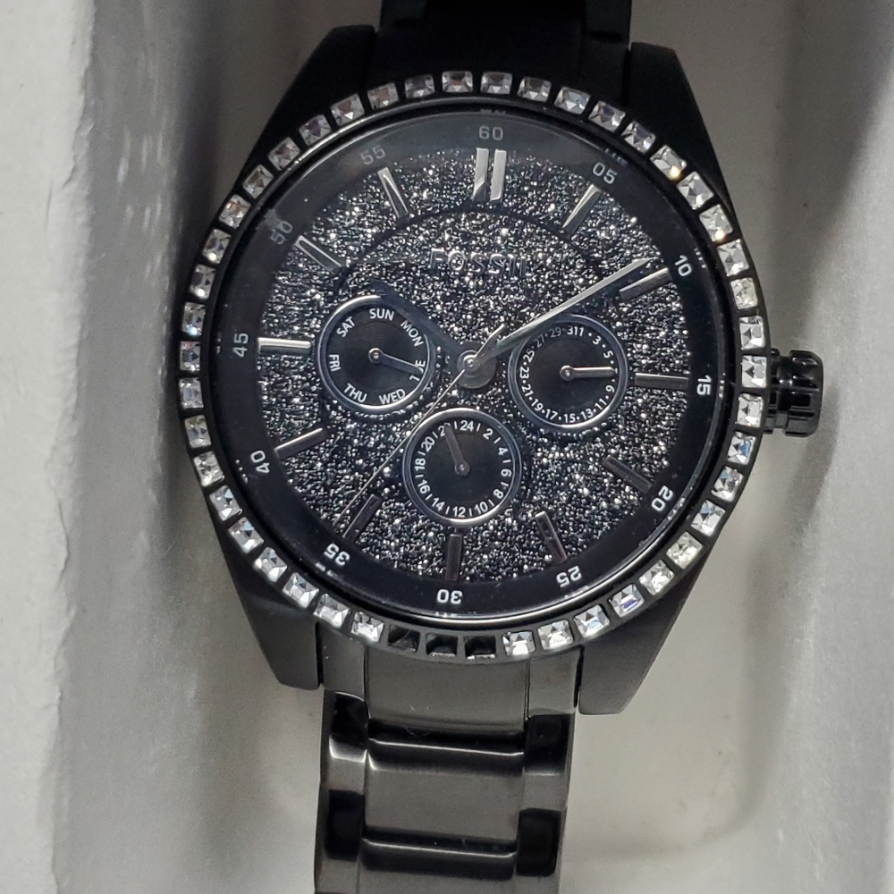 Fossil Watch, Black with glitter